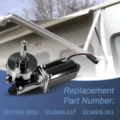 RV Awning Motor Drive Repair Kit For 9200 Series Awnings Replacement Parts 3317084.000U display with motor unit close-up