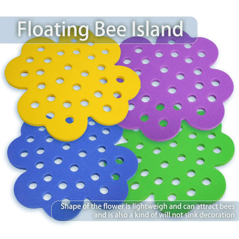 Floating Bee Island Watering Station for Outdoor Gardens with colorful honeycomb design in EVA foam
