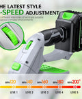 Close-up of Cordless Electric Leaf Blower with 5-speed dial and dual battery