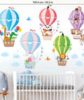 Hot Air Balloon Wall Decals For Kids Room, Cute Animal Cloud Stickers, Removable Wall Art in nursery above crib