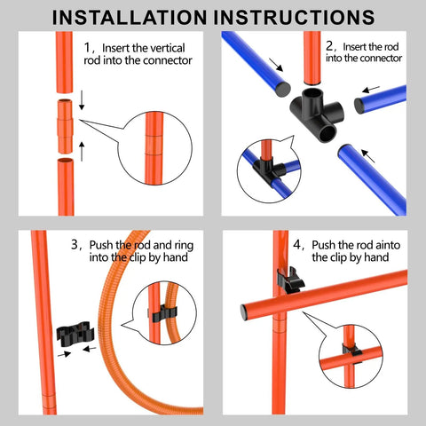 Installation steps for Durable Indoor Outdoor Dog Agility Set With Jump Rings Poles Pause Box And Storage Bag Three Sets.