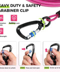 Safety carabiner from Beefy Heavy Duty Dog Runner With 150Ft Tie Out Cable And Dual 10Ft Lines For Large Dogs Up To 250lbs