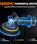 Powerful 1600W Buffer Polisher For Cars, 6 Inch Or 7 Inch Rotary Waxer, featuring glowing mechanism and detachable handle