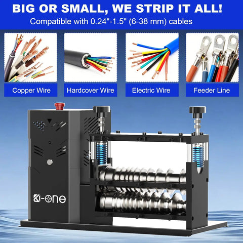 Automatic Wire Stripper Machine For Copper Wire 0.06-1.6 Inch, 700W with 11 Channels, 10 Blades; compatible with various wires