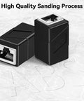 Two Pack Ethernet Couplers To Extend Your Cables Female To Female RJ45 Patch Cable Extenders 8P8C Straight Through Network Connectors Compatible With Cat5e Through Cat8 Cables Black on marble surface