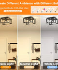 Super Sleek Modern Industrial Black Metal Rectangle Two Light Flush Mount Ceiling Light Fixture Perfect For Your Kitchen Hallway Or Entryway Gives Your Home That Awesome Contemporary Vibe displaying light variations.