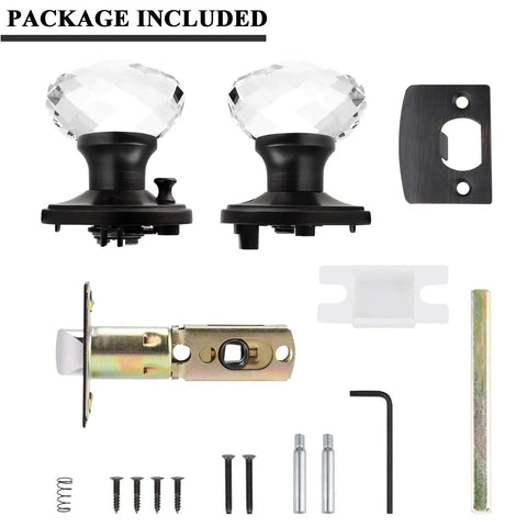 10 Pack Crystal Glass Round Doorknobs With Oil Rubbed Bronze Base Interior Privacy Locks For Bedroom And Bathroom Doors