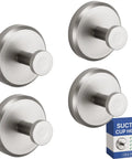 Shower Suction Cup Hooks 4 Pack No Drill Easy Twist Lock Install On Tiles Glass Door Or Mirror Bathroom Organizer For Towels Robes And Coats Strong Hold Nickel Finish