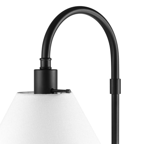 Barden 58 Inch Floor Lamp In Dark Bronze With Beige Fabric Shade On Off Rotary Switch Classic Minimalist Bridge Arm Lighting close-up