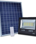 JUDYSSY 100W Led Solar Flood Lights with solar panel and remote control, suitable for outdoor use, IP66 waterproof.