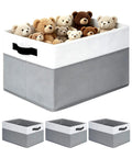 Real Deal Foldable Fabric Storage Cubes With Sturdy Reinforced Handles And Hassle Free Collapsible Closet Shelf Bins For Clothes Toys And Blankets 4 Pack displays plush toys.