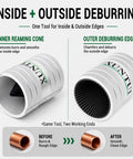 Inner Outer Pipe Reamer Deburring Tool For One Quarter To One And A Quarter Inch Pipe showing inner and outer reaming cones