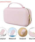 Carrying Case For Portable Handheld Nebulizer And Inhaler Spacer, Travel Case For Adults And Kids, Star Pink, pink PU leather