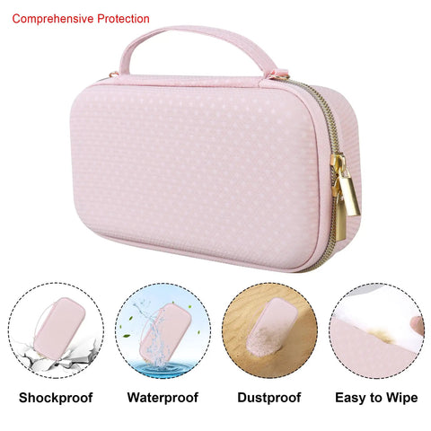 Carrying Case For Portable Handheld Nebulizer And Inhaler Spacer, Travel Case For Adults And Kids, Star Pink, pink PU leather