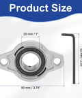 Front view of Pro Grade Pillow Block Bearing 1 Inch Bore Zinc Alloy Steel Mounted Flange Self Alignment Insert.