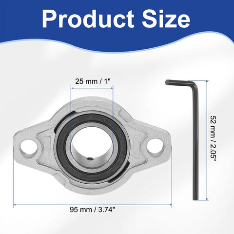 Front view of Pro Grade Pillow Block Bearing 1 Inch Bore Zinc Alloy Steel Mounted Flange Self Alignment Insert.