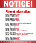 Fitment information notice for Front Wheel Bearing Hub Assembly 5 Lug For Toyota Camry Venza Sienna Avalon Solara Highlander And Lexus ES300h ES350 RX350 ES330 RX330 RX400h Replacement 510063
