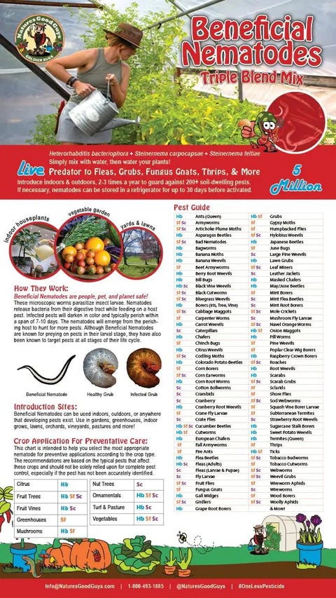 Hb Sc Sf Beneficial Nematodes Kit For Garden Pest Control, 5 Million Nematodes information guide and product benefits