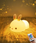 Kitty Night Light USB Rechargeable With Touch Sensor And Remote Control 16 Color Multicolor Kitty Light glowing on furry surface