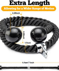 55 Inches Double Length Tricep Pulldown Rope With 360 Degree Swivel Connector Beefy Cable Machine Attachment detail view