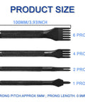 Diamond Hole Leather Stitching Chisel Set with Rhombus Teeth, 5mm Prongs in 1/2/4/6, Pro Grade Prong Punch for DIY Leathercraft