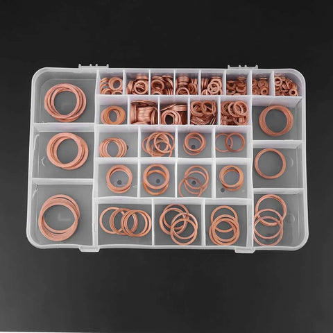 Super Sweet 570pcs Copper Washer Assortment Kit With 30 Metric Sizes Nice For Auto Repair And Home Plumbing Jobs Plastic Organizer Holds Sump Plugs Hydraulic Fittings Oil Seals Easy Find Compartments Keep Gear Tidy On Trucks Or Cars. copper washers in plastic organizer, assorted metric sizes
