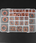 Awesome 570 Pcs Solid Copper Washers Flat Ring Kit With 30 Sizes For Car Marine And Generator Sealing Perfect Fit Engine Oil Sump Plug Gaskets Heavy Duty Hardware Set In Clear Box Totally Sick Value Pack copper washers in clear organizer