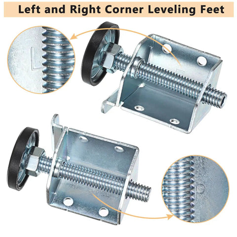 Heavy Duty Corner Leveling Feet For Uneven Floors Adjustable Furniture Levelers With Left And Right Brackets 3/8 inch thread