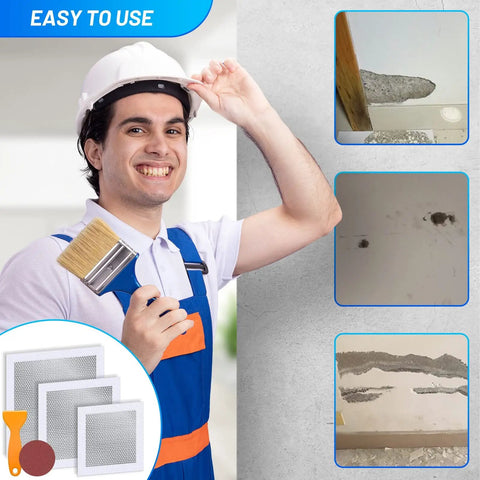 14 Piece Drywall Repair Kit With Aluminum Mesh Patches Including 10 Inch 8 Inch And 4 Inch Holes Heavy Duty Self Adhesive Patches With Extended Mesh And Scraper