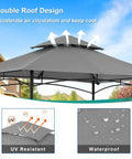 Grill Gazebo 8x5 Outdoor Patio Shelter With Double Tier Canopy, Rustproof Steel Frame, UV resistant and waterproof cover, gray finish.