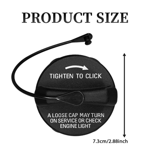 Gas Cap Fuel Cap Cover Replacement For Jeep Wrangler Grand Cherokee Compass Patriot Ram Charger Challenger Durango Easy Install ABS Plastic Oil Resistant Waterproof, shown with measurements
