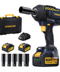 Cordless Impact Wrench 2000Nm Brushless High Torque 1/2 Inch Drive With 2 Batteries 4 Modes And 5 Sockets