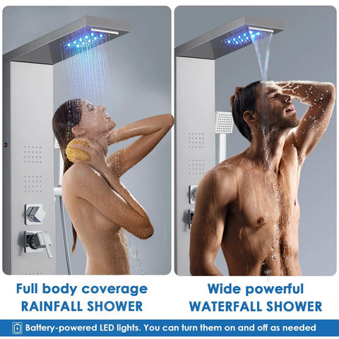 Heavy Duty Led Shower Panel Tower With Five Sick Shower Modes All In One Top Tier Bathroom Spa Build Featuring Corrosion Resistant Steel And Smooth Hydro Massage For Major Lounge Vibes
