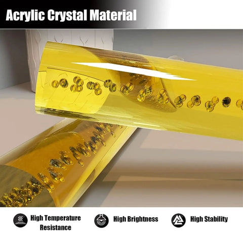 Clear Acrylic Stair Handrail With Dang Sturdy Gold Wall Brackets For Interior Or Exterior Steps showcasing smooth yellow acrylic crystal material.
