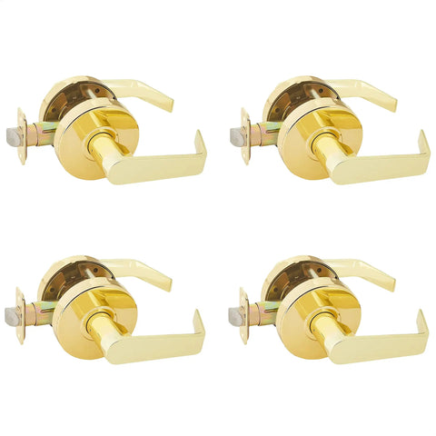 Heavy Duty Grade 2 Commercial Door Lever Lockset In Polished Brass, 2 3/4 Inch Backset, Fits Most 1 3/8 To 1 3/4 Inch Doors