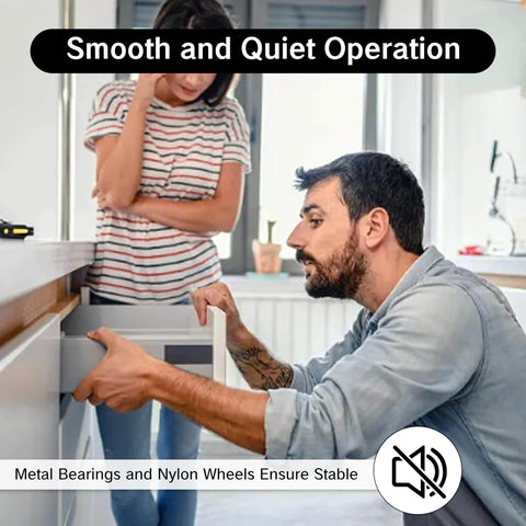 Person installing 2 Pack Sliding Cabinet Door Hardware Kit Black Hidden Track System With Durable ABS And Nylon Wheels