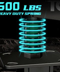 Beefy Heavy Duty 5 Inch Gate Wheels For Fences And Gates Upright Spring Loaded Casters 500lb Capacity close-up of spring component.