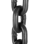 Close-up of Heavy Duty 3 Eighth Inch By 5 Foot Double Leg Chain Sling With Grab Hooks G80 Manganese Steel Chain Ultra Tough Lifting Slings For Industrial Use 8800 Lb Working Capacity 4 Ton Lift Capacity links