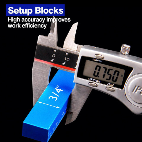 15 Piece Inch Setup Blocks Precision Height Gauge Set With Carpenter Pencil And Sharpener Shop Tough Woodworking Bench Kit measuring 3/4 inch.