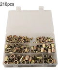 210 Piece Zinc Plated Flat Head Rivet Nut Set With 6 Metric Sizes M5 M6 M8 M10 And More, Heavy Duty Carbon Steel Fastener Kit For Automotive, Metalworking, And DIY Projects in organizer case