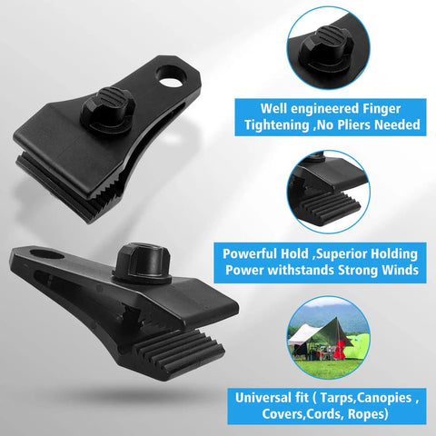 Upgrade Large Tarp Clips Set With Heavy Duty Lock Grip Clamps And Thumb Screws 30 Pack Includes 100 Zip Ties For Pool Covers
