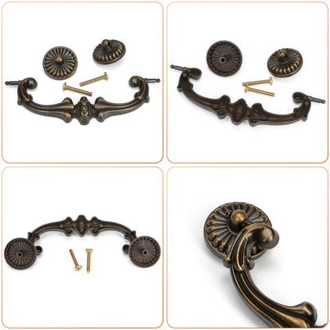 Drop Bail Drawer Pull 5 Inch Center To Center 128 Mm Hole Spacing Includes 2 Screws Antique Brass Finish Bronze Metal Hardware