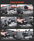 Front view of VEVOR Quick Change Tool Post Set, 8-piece kit with lathe tool holders on a metal lathe