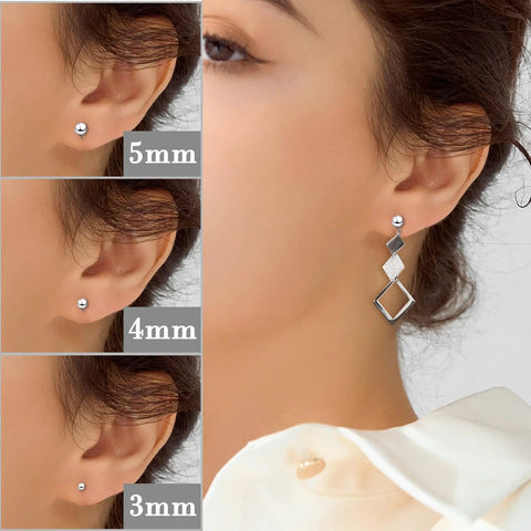 Sterling Silver Earring Posts For DIY Jewelry Making Pro Grade 3 Sizes S925 Ball Post Studs With Loop And Clear Earring Backs Hypoallergenic Ear Findings Kit Bundle For Jewelry Crafting And Bead Work, 5mm stud