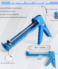 All In One Caulk Gun Kit With No Drip Silicone Caulking Gun And Caulking Tools For Kitchen And Bathroom Sealing in blue