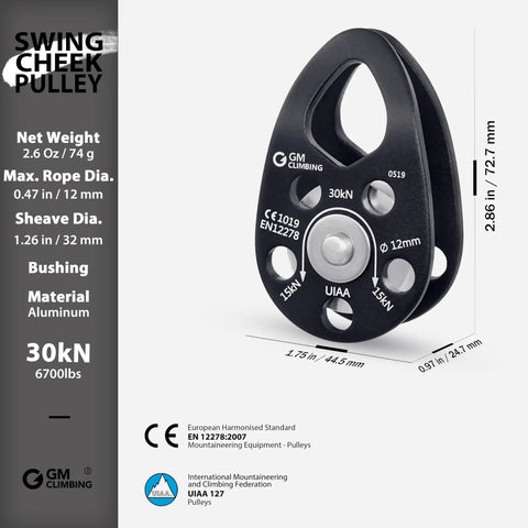 Slack Tending Pulley Kit For Doubled Rope Climbing DDRT System With Friction Hitch VT Prusik pro grade 30kN swing cheek micro pulley