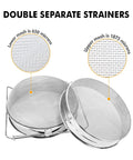 Stainless Steel Honey Strainer With Double Sieve Filter showing 650 micron and 1875 micron mesh for 5 Gallon Buckets Beekeeping Tools