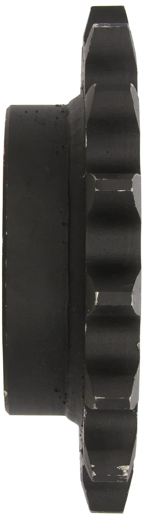 Heavy Duty Rock Solid Roller Chain Sprocket With Type B Single Strand Hub and Reboreable Build side view showing 12 steel teeth and 2 inch pitch.