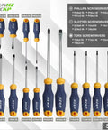 Magnetic 66-Piece Screwdriver Set With S2 Alloy Tool Steel Bits, visible Phillips, Slotted, Torx drivers on display