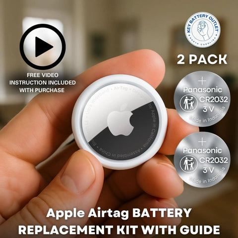 Premium 2 Pack CR2032 Battery Top Shelf Replacement For Apple AirTag Dead Reliable 3V Lithium Power Cell accessory in hand.